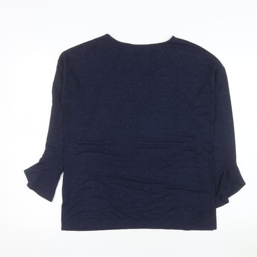 Dunnes Women’s Blue Glitter Long Sleeve Knit Blouse Size 10