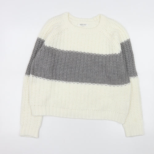 Green Coast Women Cream Grey Chunky Knit Pullover Jumper M