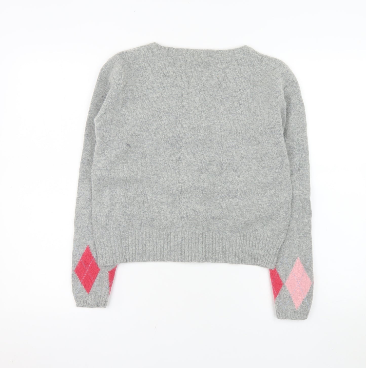 Dunnes Stores Women Grey Argyle Cardigan Size 16 Wool Blend
