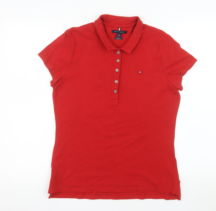 Tommy Hilfiger Men's Red Slim Fit Cotton Polo Shirt Size L