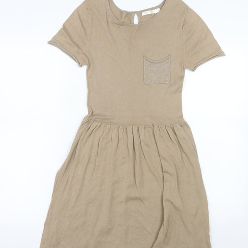 Grace & Mila Women’s Beige Skater Dress Size S Short Sleeve Knit