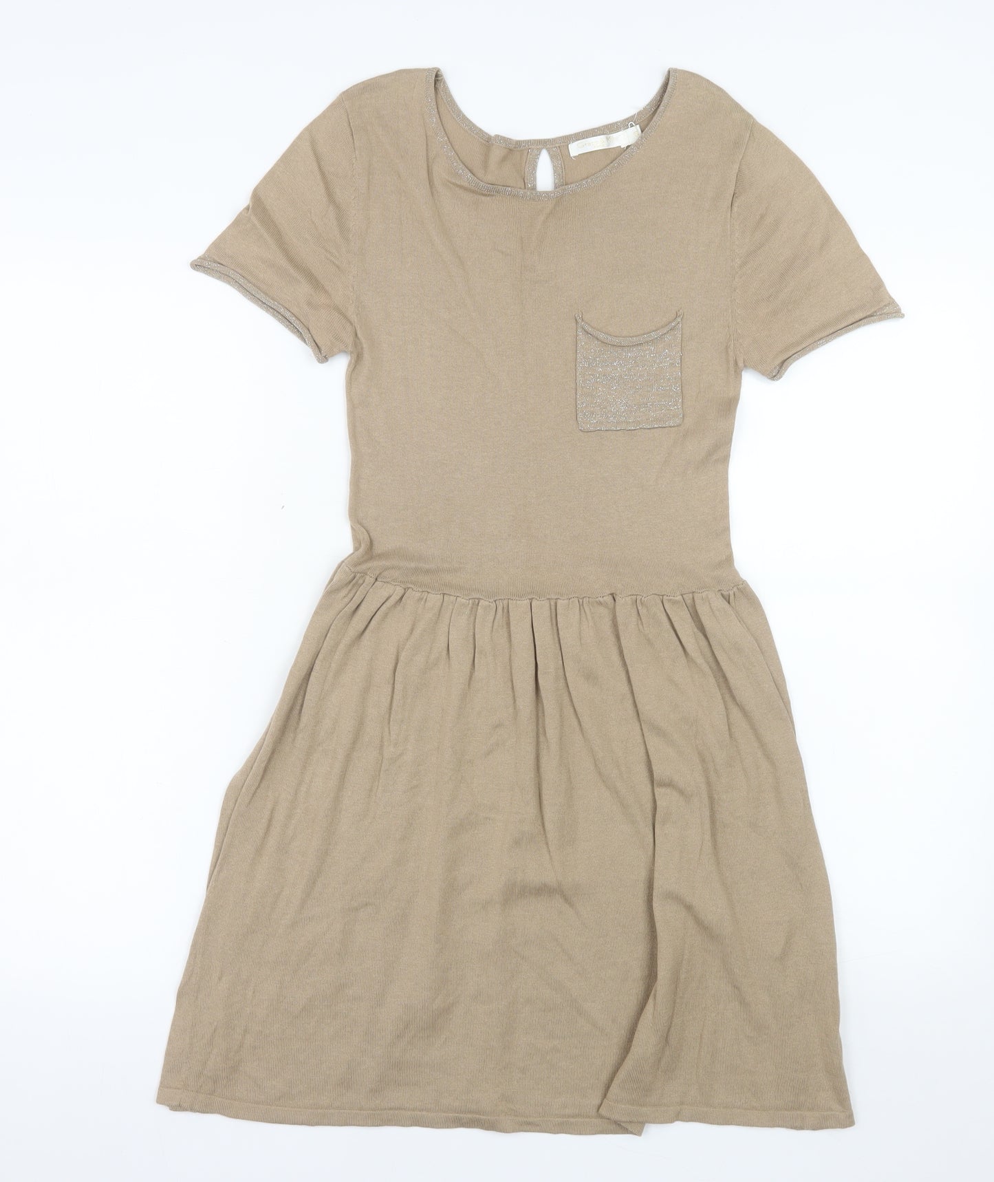 Grace & Mila Women’s Beige Skater Dress Size S Short Sleeve Knit