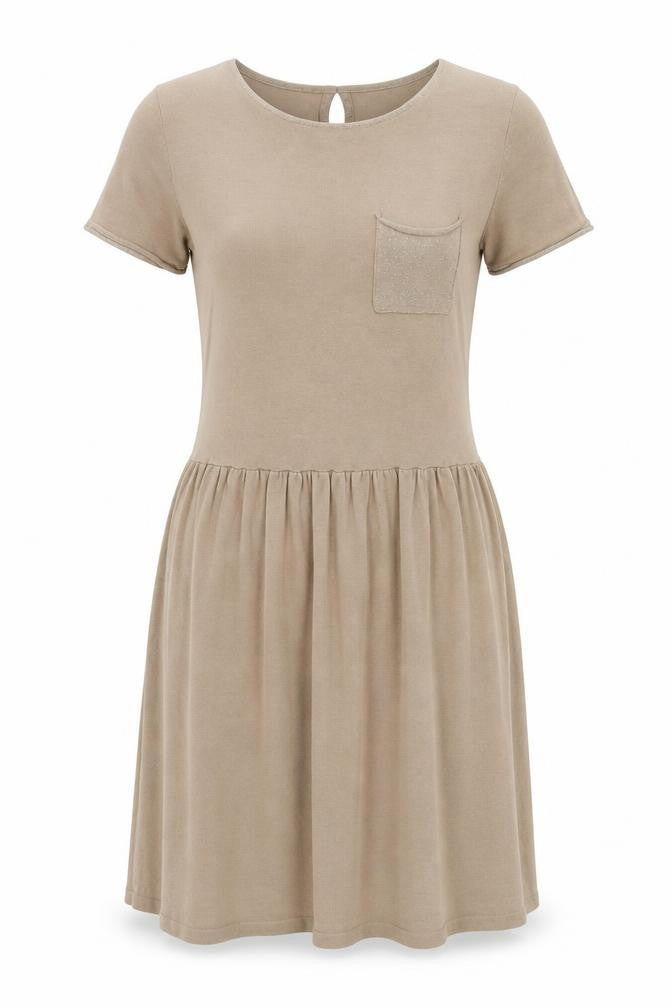 Grace & Mila Women’s Beige Skater Dress Size S Short Sleeve Knit