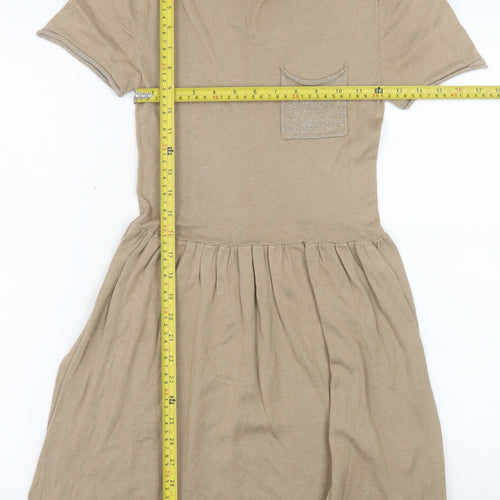 Grace & Mila Women’s Beige Skater Dress Size S Short Sleeve Knit