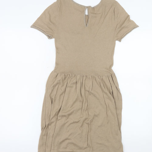 Grace & Mila Women’s Beige Skater Dress Size S Short Sleeve Knit