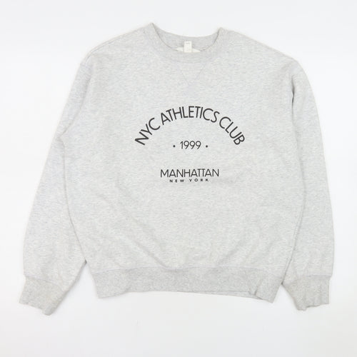 H&M Womens Grey NYC Athletics Club Sweatshirt XS Cotton Blend