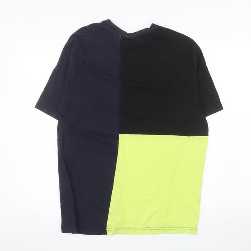 Nicce Men’s Blue Colourblock Cotton Crew Neck T-Shirt Size S