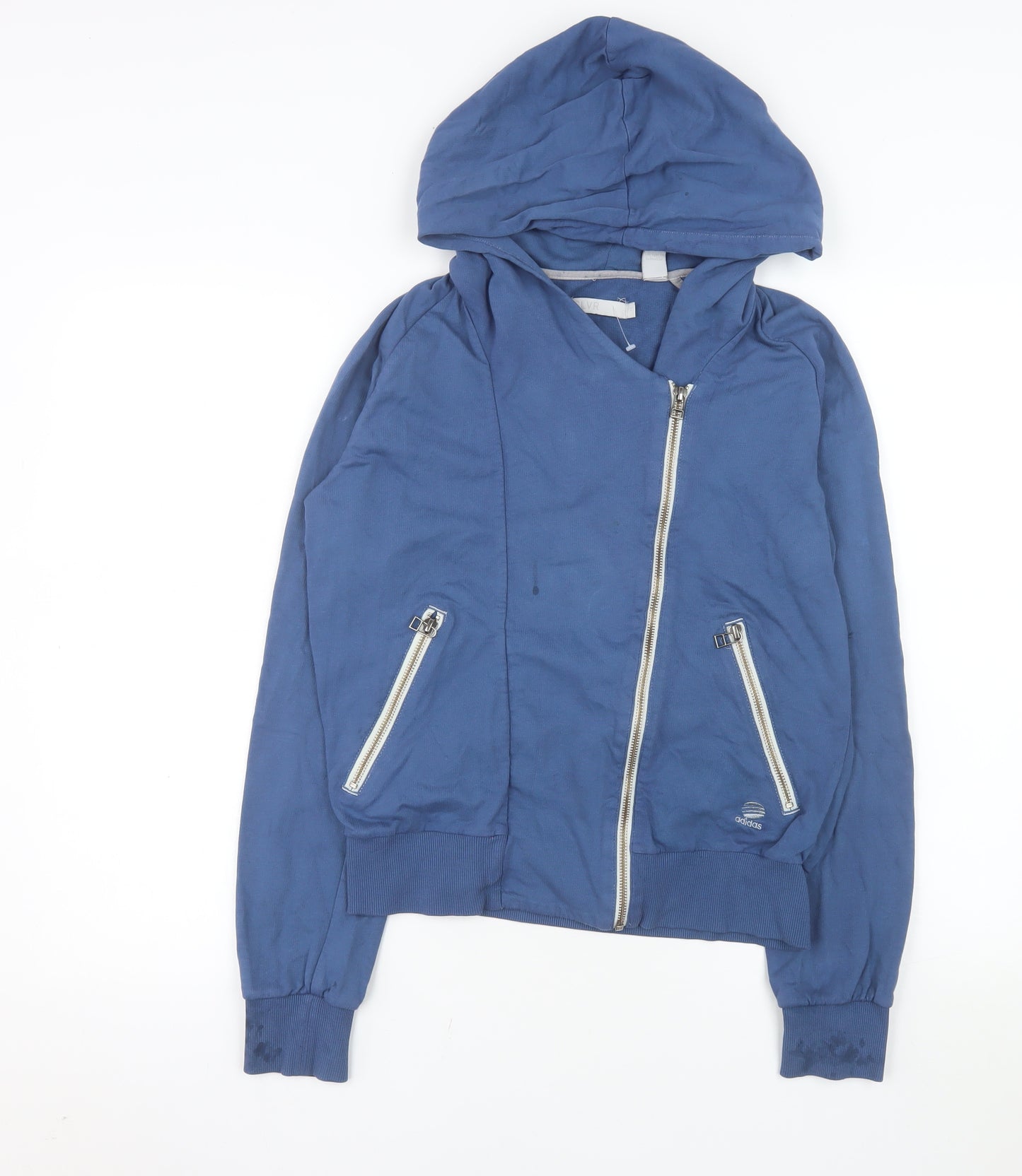 Adidas SLVR Women's Blue Hooded Zip Cotton Jacket Size M