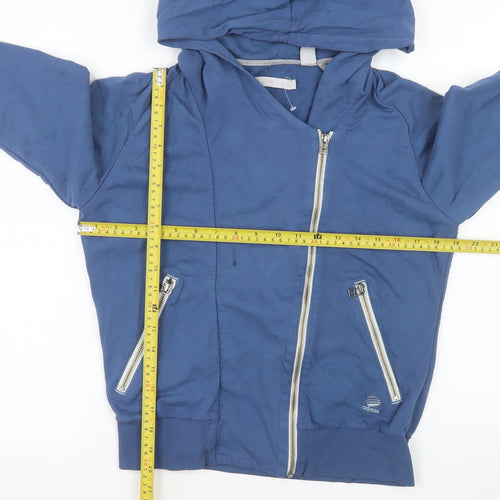 Adidas SLVR Women's Blue Hooded Zip Cotton Jacket Size M