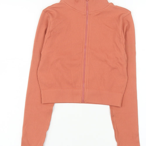 GYMGODDESS Womens Orange Cropped Zip Jacket Size S Slim Fit