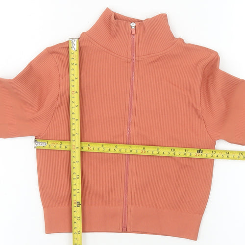 GYMGODDESS Womens Orange Cropped Zip Jacket Size S Slim Fit
