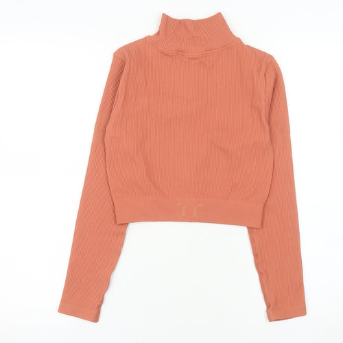GYMGODDESS Womens Orange Cropped Zip Jacket Size S Slim Fit