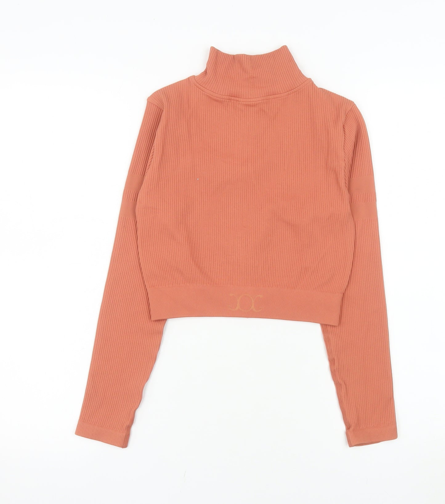 GYMGODDESS Womens Orange Cropped Zip Jacket Size S Slim Fit