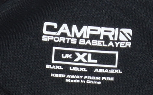 Campri Men's Black XL Long Sleeve Sports Base Layer Top