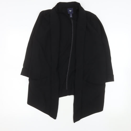 Gap Women Black Shawl Collar Blazer Jacket Size S Polyester Regular Fit