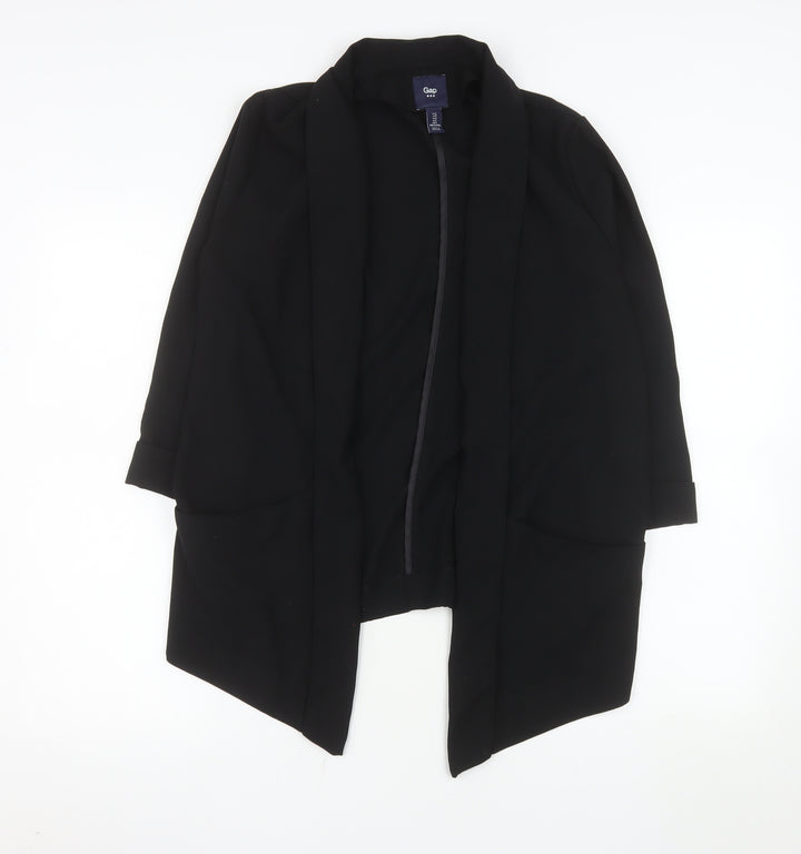 Gap Women Black Shawl Collar Blazer Jacket Size S Polyester Regular Fit