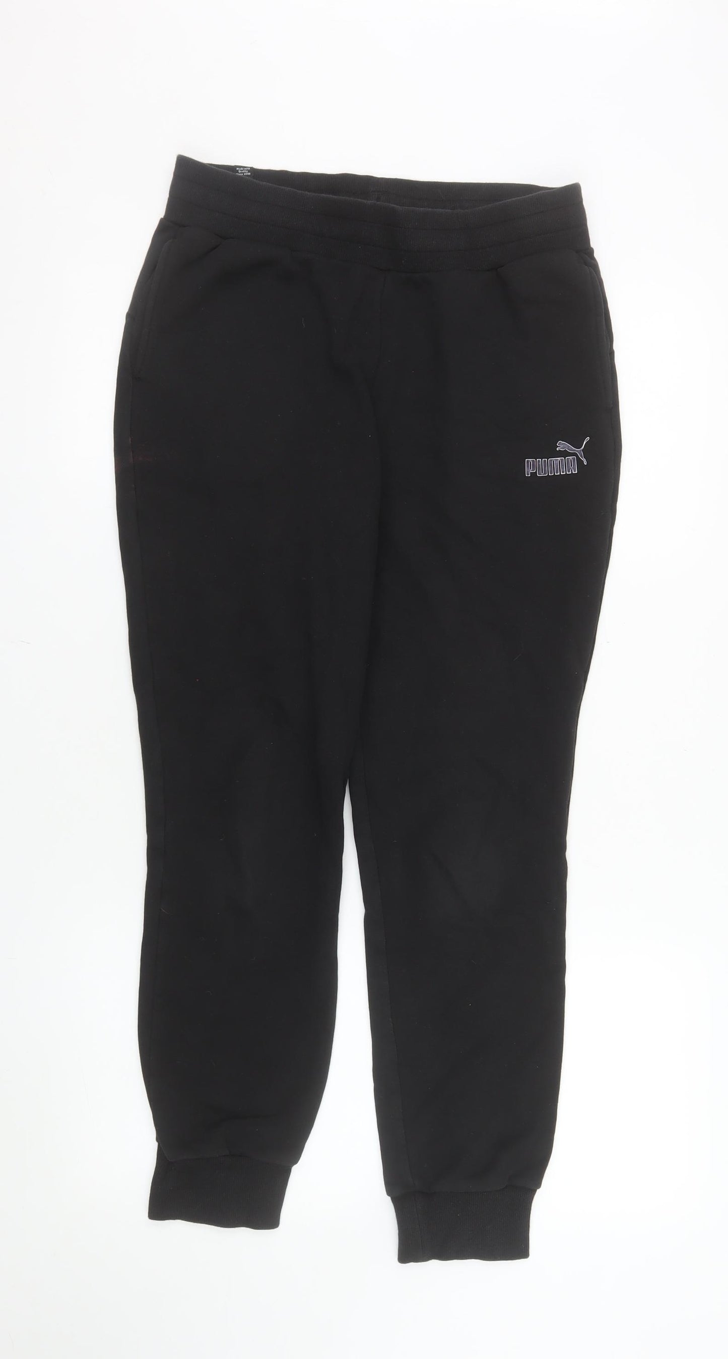 Puma Womens Black Cotton Jogger Trousers Size 12 Activewear