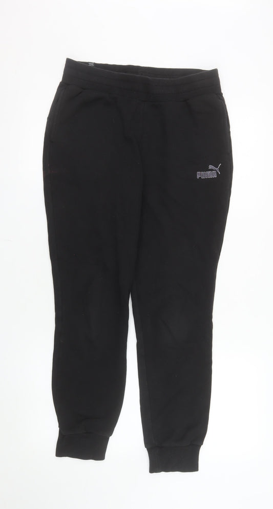 Puma Womens Black Cotton Jogger Trousers Size 12 Activewear