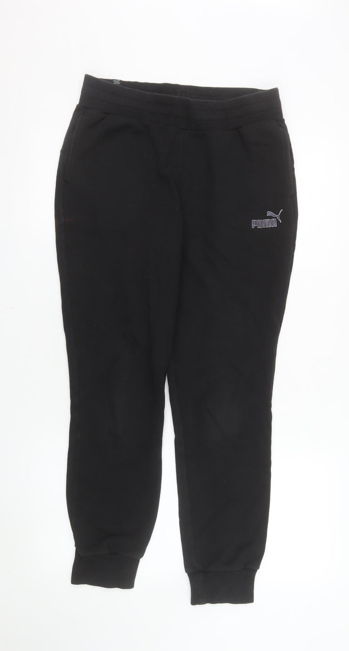 Puma Womens Black Cotton Jogger Trousers Size 12 Activewear
