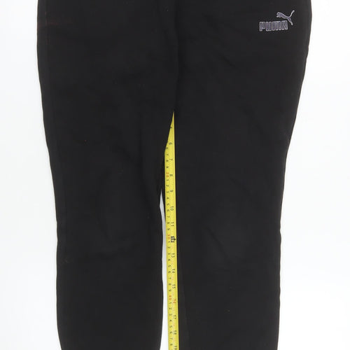 Puma Womens Black Cotton Jogger Trousers Size 12 Activewear