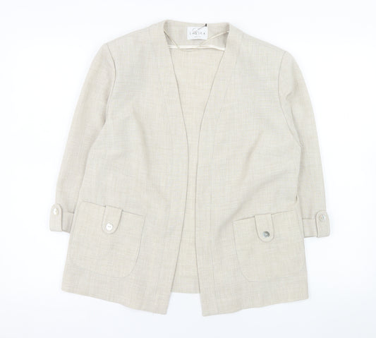 Eastex Women Beige Regular Fit Open Front Suit Jacket UK 10