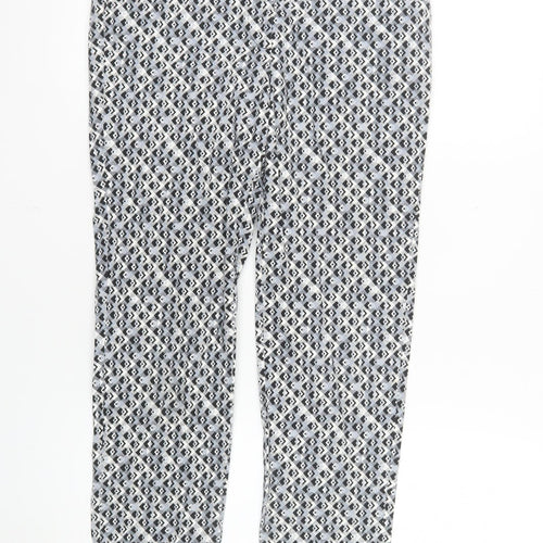 Warehouse Women’s Grey Geometric Slim Trousers Size 8 Cotton Blend
