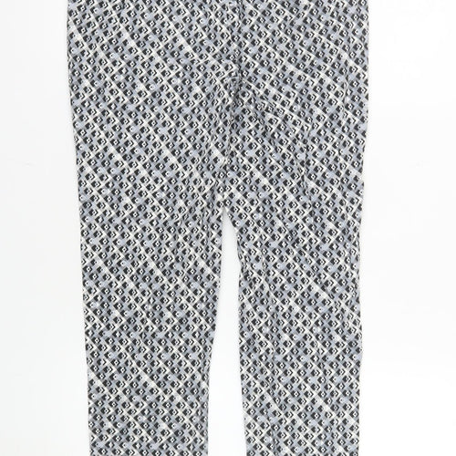 Warehouse Women’s Grey Geometric Slim Trousers Size 8 Cotton Blend