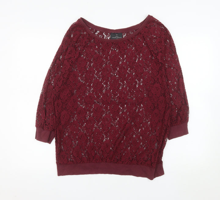 Next Women Red Lace 3/4 Sleeve Camisole Blouse Size 14