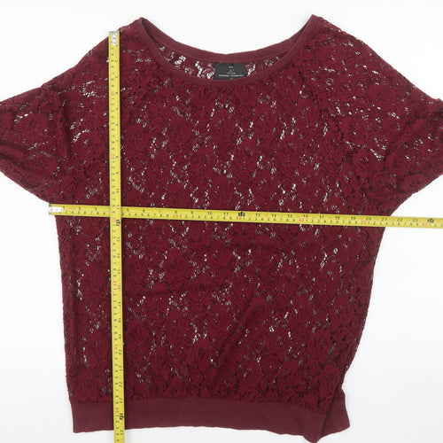 Next Women Red Lace 3/4 Sleeve Camisole Blouse Size 14
