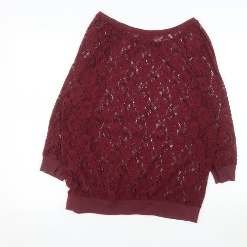 Next Women Red Lace 3/4 Sleeve Camisole Blouse Size 14
