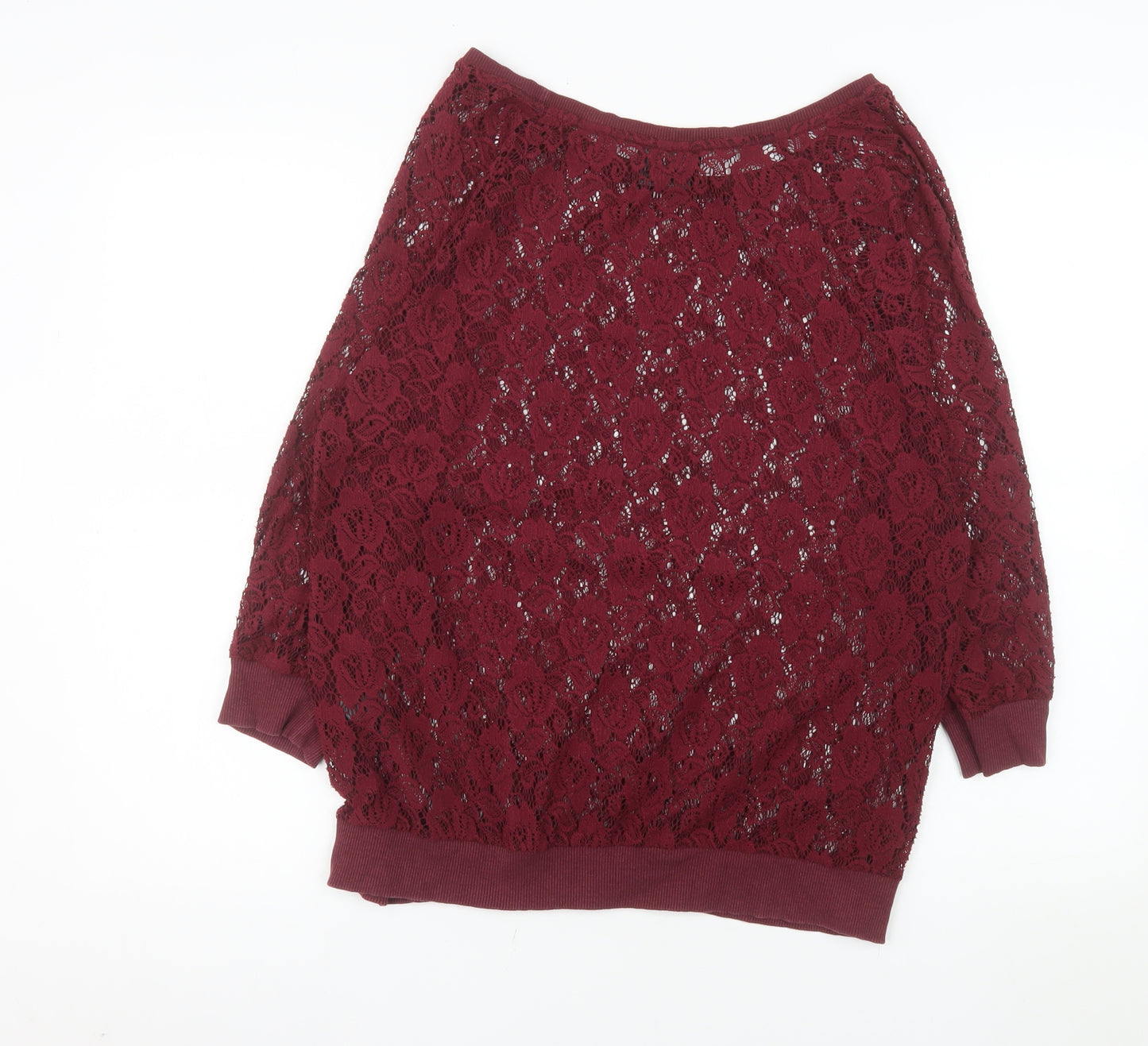 Next Women Red Lace 3/4 Sleeve Camisole Blouse Size 14