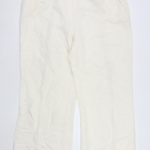 Monsoon Women Ivory Linen Blend Wide-Leg Trousers Size 22