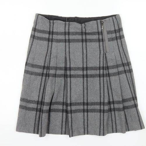 Marks and Spencer Women’s Grey Pleated Wool Blend Knee Length Skirt Size 10