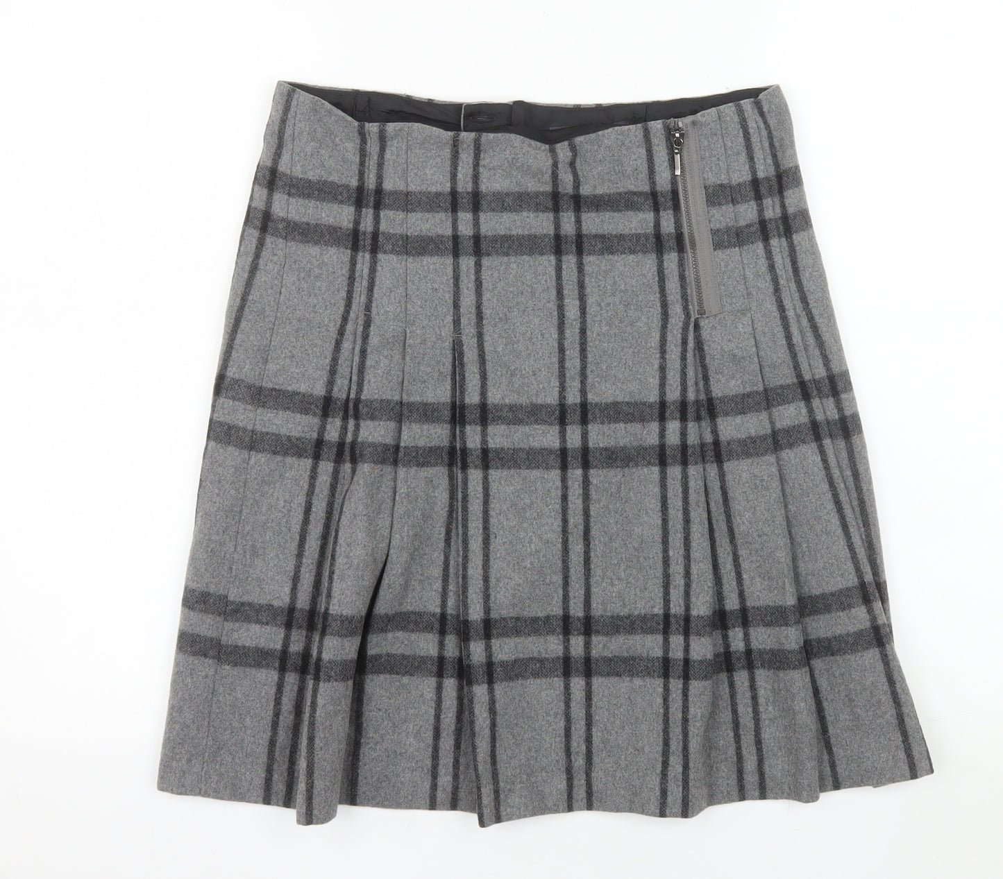 Marks and Spencer Women’s Grey Pleated Wool Blend Knee Length Skirt Size 10