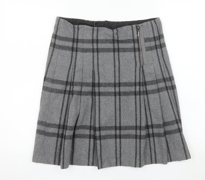 Marks and Spencer Women’s Grey Pleated Wool Blend Knee Length Skirt Size 10