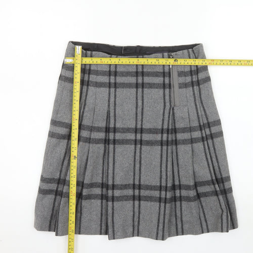 Marks and Spencer Women’s Grey Pleated Wool Blend Knee Length Skirt Size 10