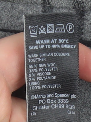 Marks and Spencer Women’s Grey Pleated Wool Blend Knee Length Skirt Size 10
