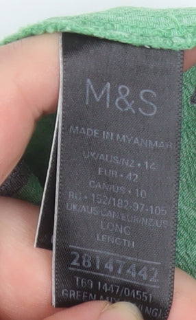 Marks and Spencer Women Green Star Print Long Sleeve A-Line Dress Size 16