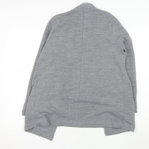 River Island Women Grey Size 10 Regular Long Sleeve Knit Blazer