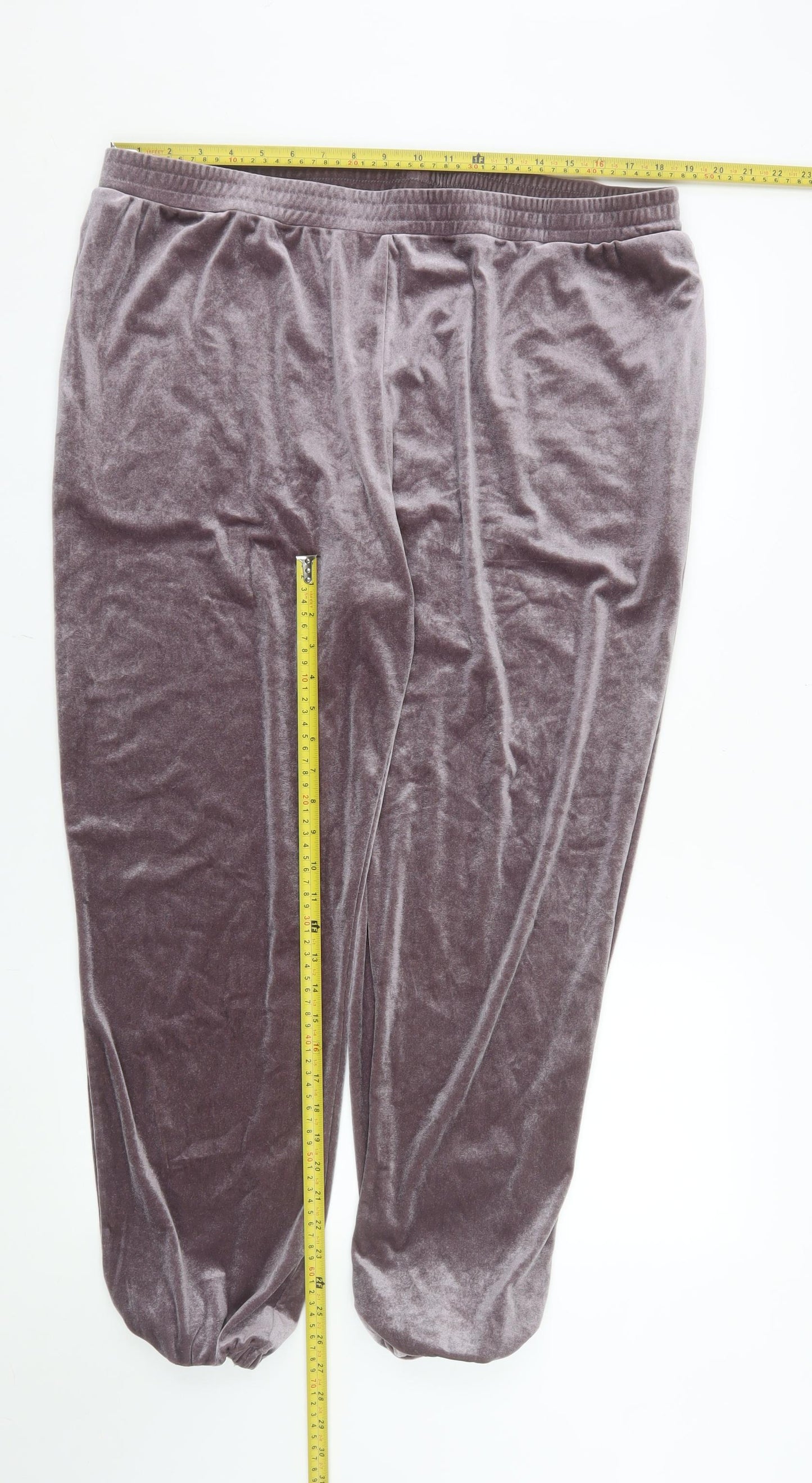 Simply Be Women's Grey Velvet Jogger Trousers Size 22 Plus