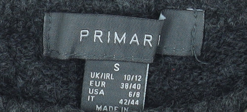 Primark Women's Grey Beaded Crew Neck Knit Jumper Size S 10/12
