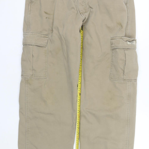 Wrangler Men's Beige Cargo Trousers 36x32 Cotton Workwear Pants