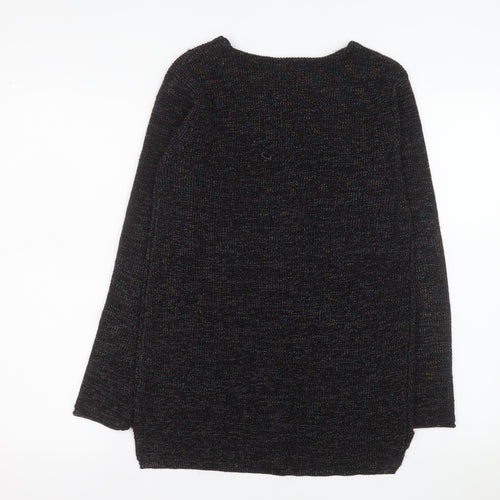 Papaya Women's Black V-Neck Knit Long Sleeve Pullover Jumper Size S