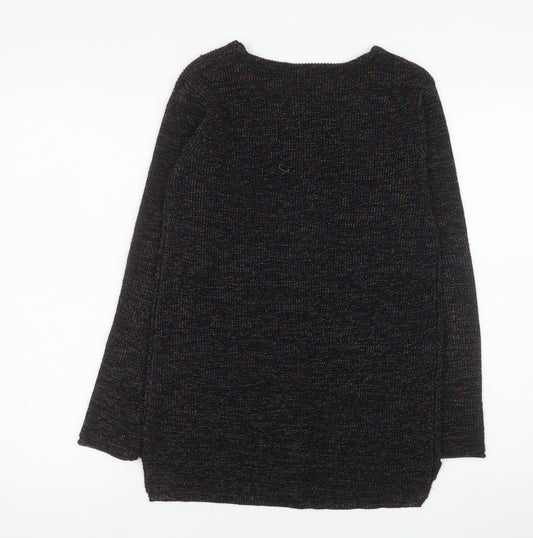 Papaya Women's Black V-Neck Knit Long Sleeve Pullover Jumper Size S