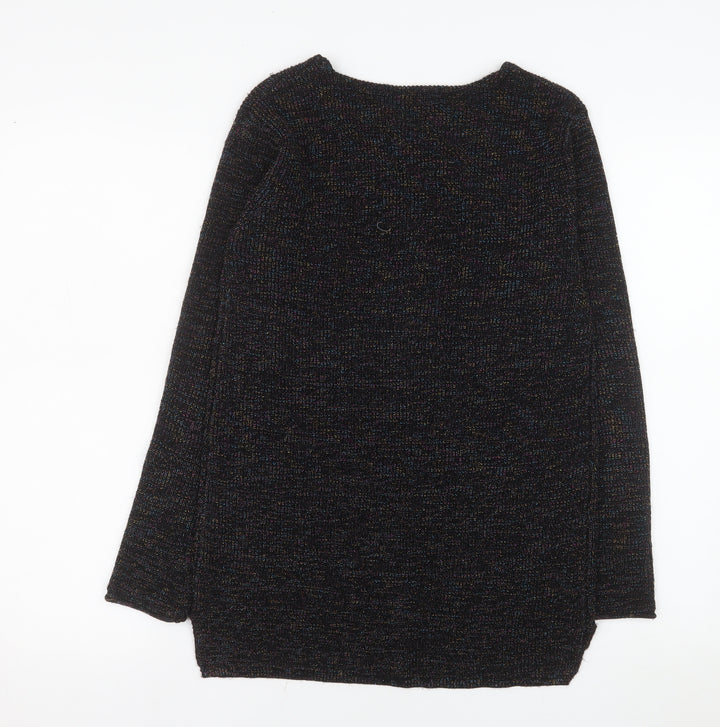 Papaya Women's Black V-Neck Knit Long Sleeve Pullover Jumper Size S