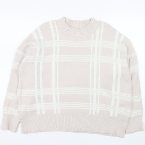 Nutmeg Women's Beige Check Knit Pullover Jumper Size 18