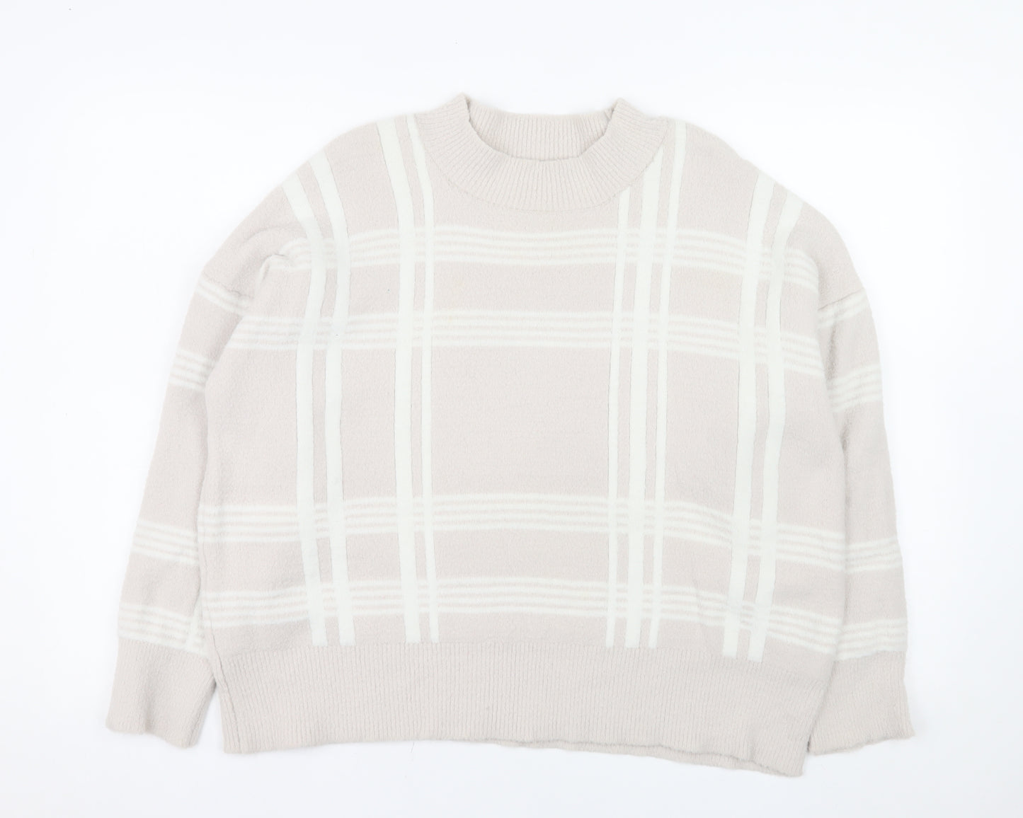 Nutmeg Women's Beige Check Knit Pullover Jumper Size 18