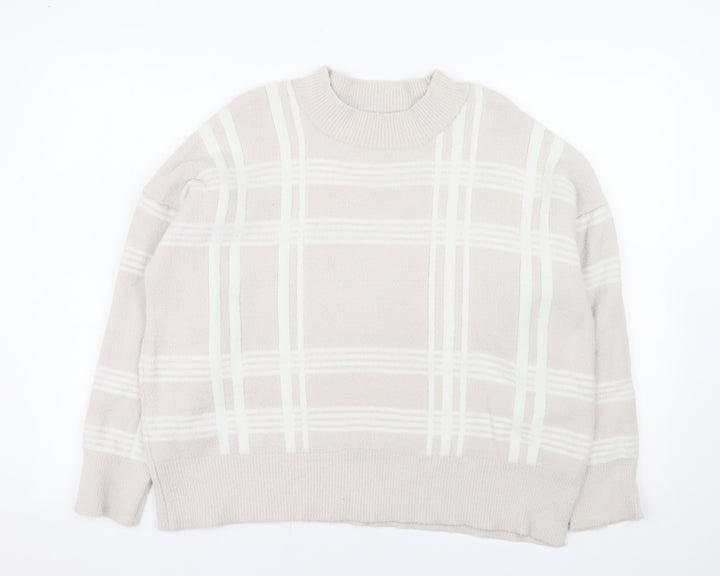 Nutmeg Women's Beige Check Knit Pullover Jumper Size 18