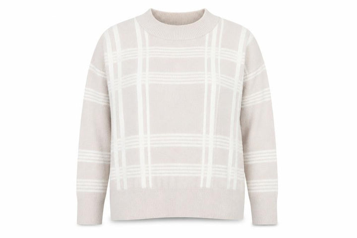 Nutmeg Women's Beige Check Knit Pullover Jumper Size 18