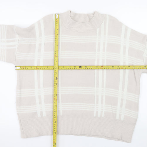 Nutmeg Women's Beige Check Knit Pullover Jumper Size 18